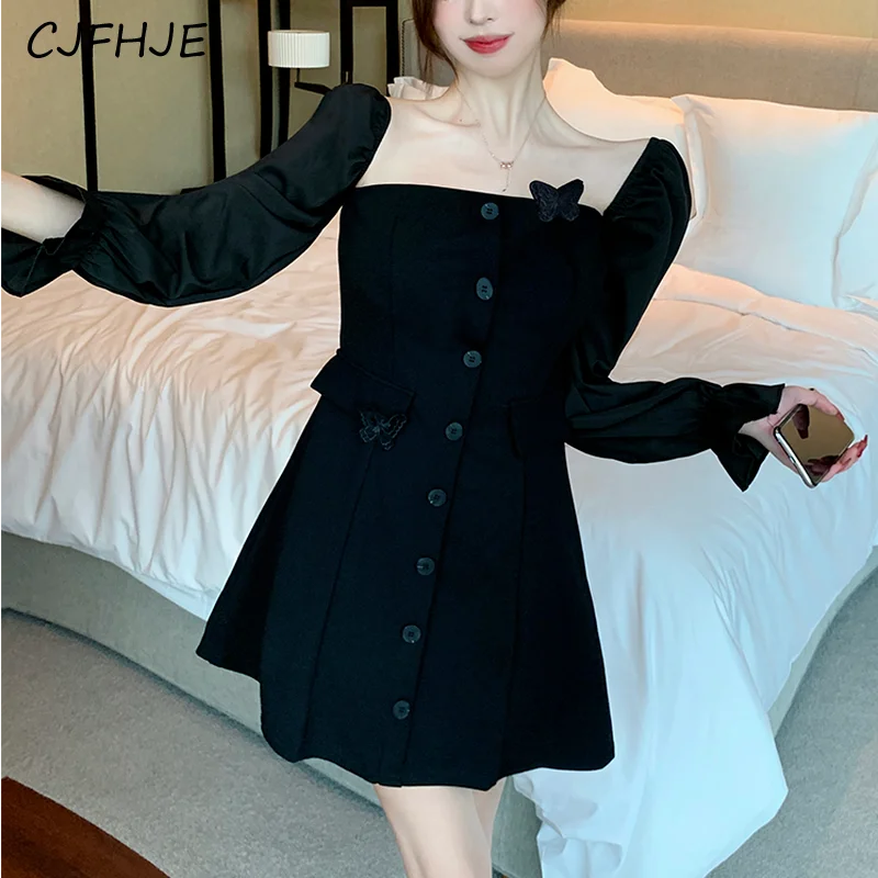 CJFHJE Сексуальное мини-платье с открытыми плечами женское винтажное элегантное