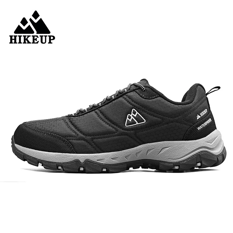 HIKEUP Men Hiking Shoes Durable Walking Sports Shoes Outdoor Trekking Sneakers for Men Fishing Camping Jogging Mesh Cloth Fabric