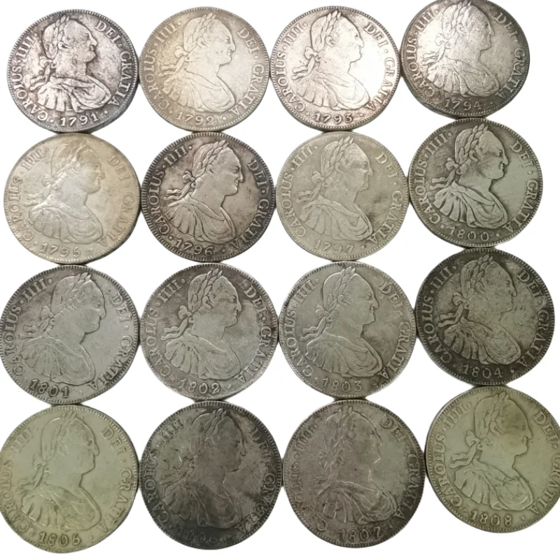 Боливия 8 Реалес-Чарльз IV Посеребренная монета копия 16 дат на выбор (1791-1808)