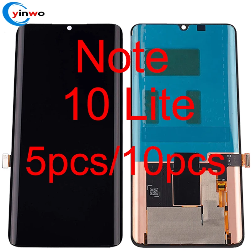 

5/10 шт. оригинальный 6,47 ''AMOLED для Xiaomi Mi Note 10 Lite LCD M2002F4LG M1910F4G сенсорный экран в сборе