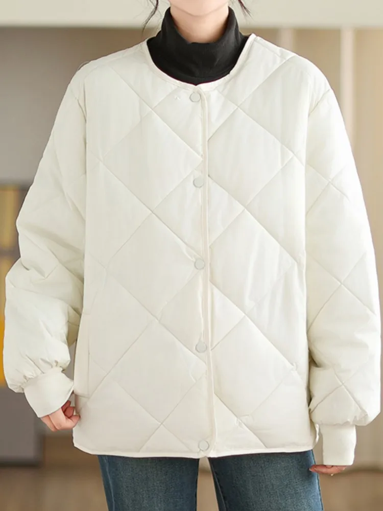 Зимнее стеганое хлопковое пальто большого размера женские модные клетчатые