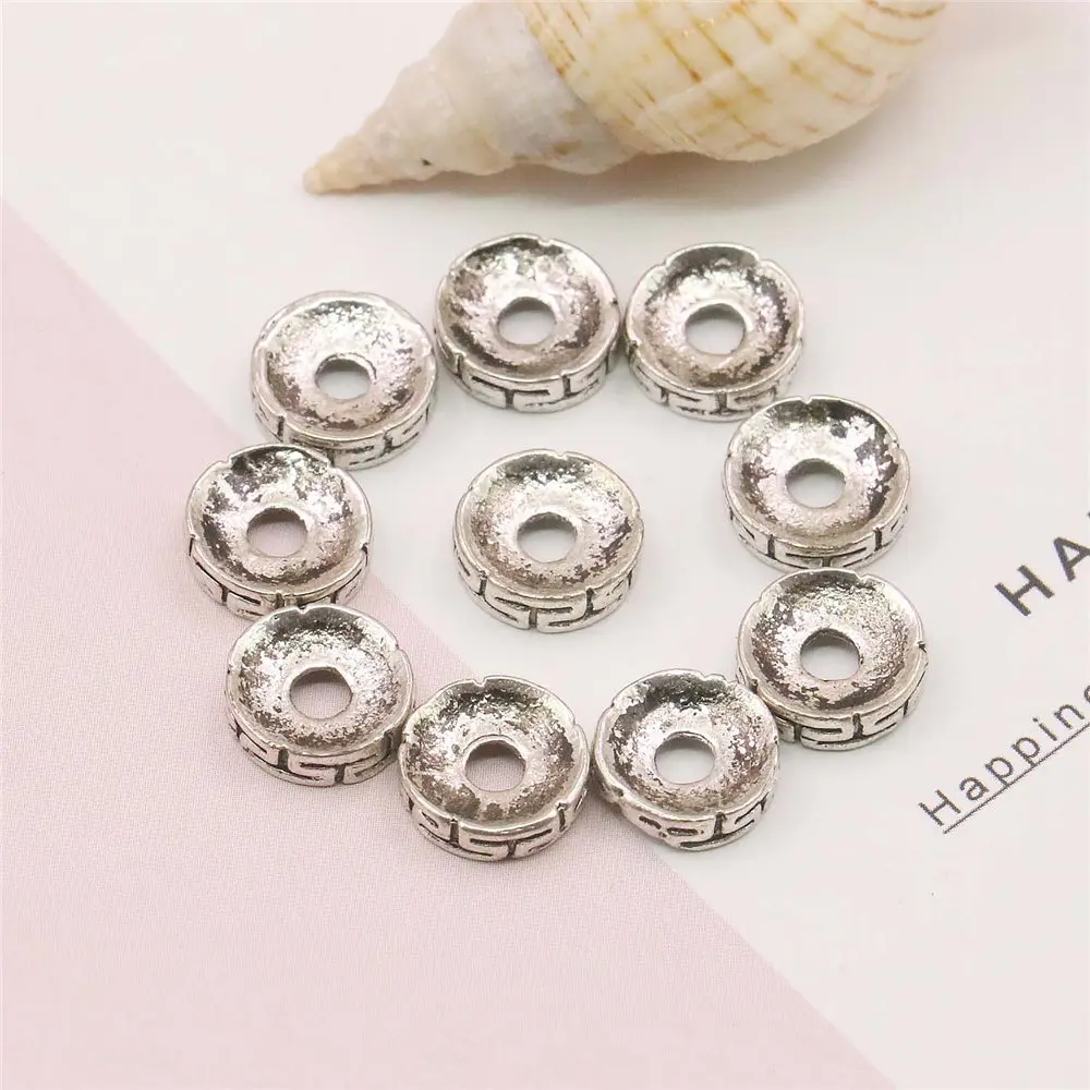 

10PCS Alloy Round Symbol Spacers Hardware Fittings Accessory Silver-plate DIY Loose Beads Necklace Bracelet Girl Women Jewelry