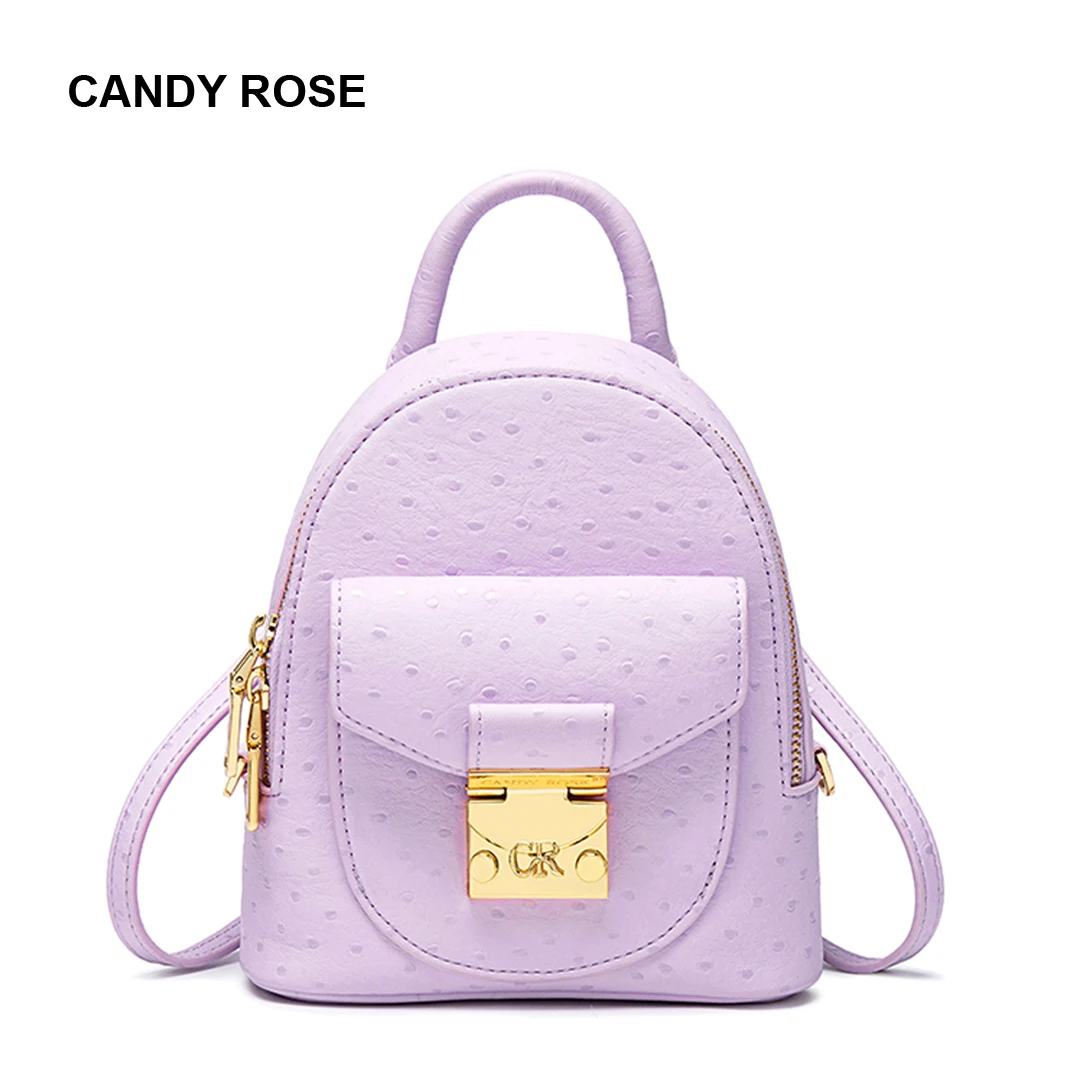 

CandyRose Solid Women's Mini Backpack Luxury PU Leather Kawaii School Bag Travel Graceful Bagpack Simple Fashion Female Tote