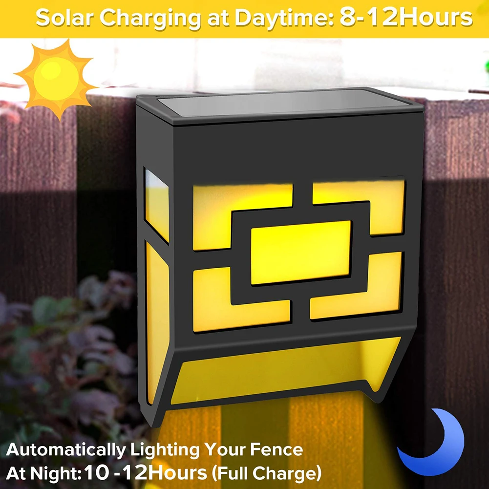 

6pcs Wall Light 2 Modes Solar Power LED Waterproof Fence Easy Installation Lamp for Household Outdoor Courtyard Decor