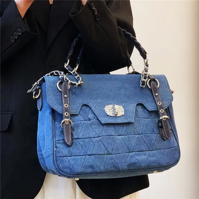 

Luxury designer jeans bags women denim chain crossbody bags for women 2022 women's handbags shoulder bags messenger female
