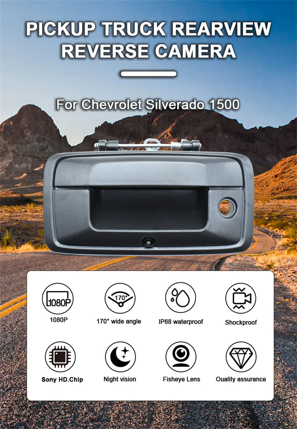 170 ° Автомобильная камера с ручкой багажника AHD 1920*1080P для GMC Sierra 1500 2500 3500 2014-2015