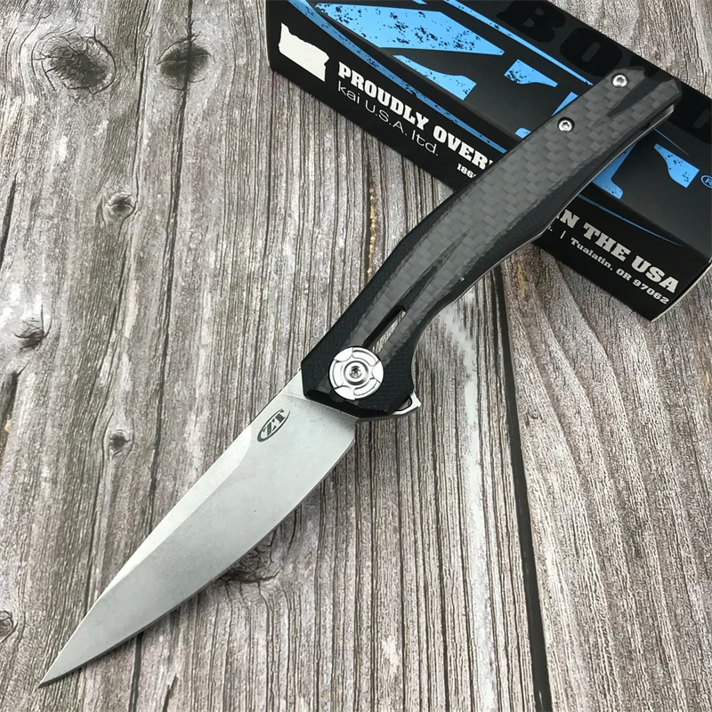 

ZT0707 быстрооткрывающийся карманный нож с нулевой погрешностью, D2 лезвие, рукоятка из углеродного волокна, тактический нож с задней клипсой, нож для выживания