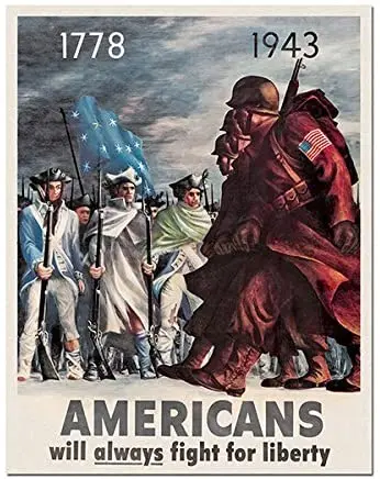 

Great Metal Sign Americans Fight for Liberty Patriotic WWII Military Sign for Home Decor Wal
