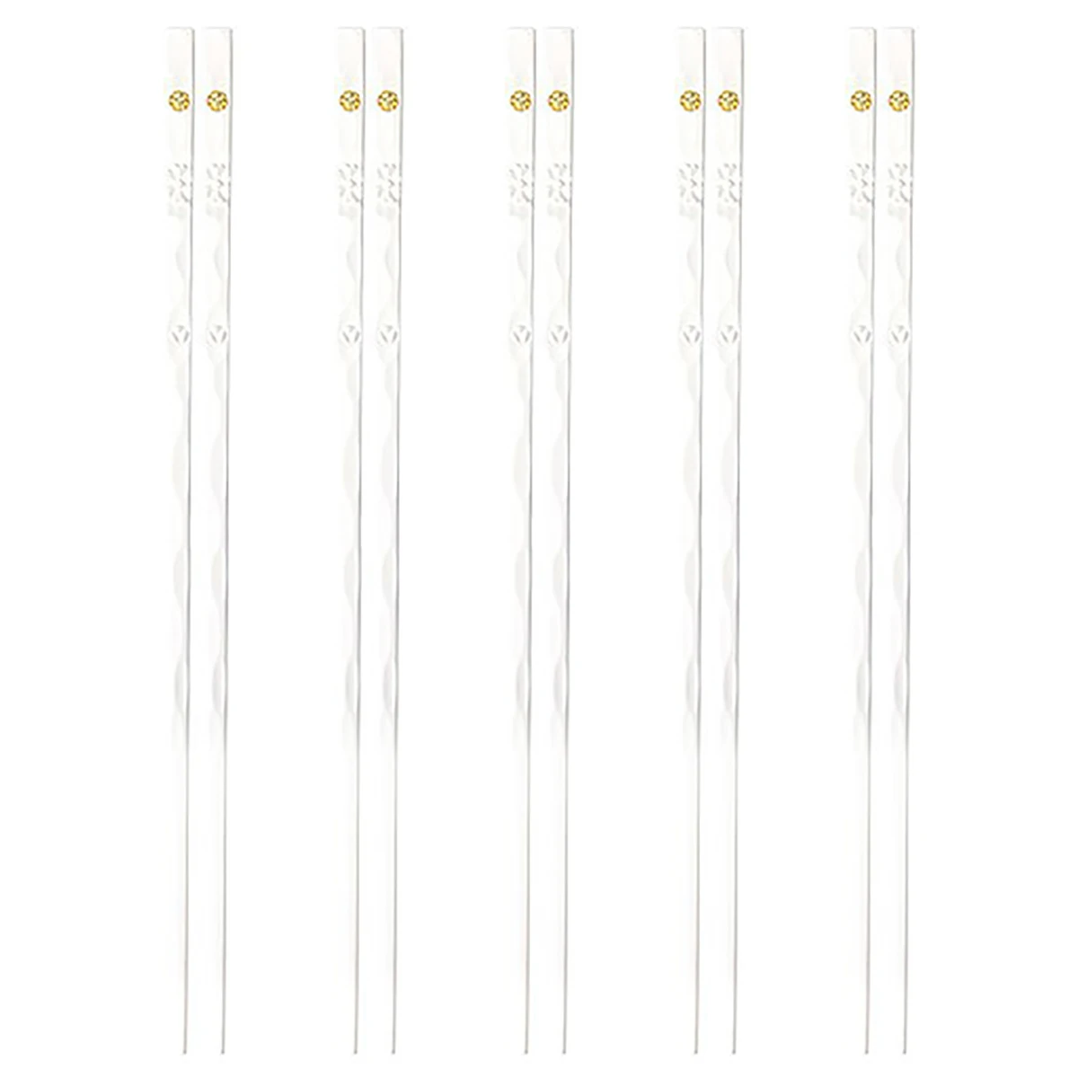 

5 пар палочек для еды из белого золота, здоровые корейские палочки для суши, многоразовые нескользящие палочки для еды для вечеринки, отеля, ресторана