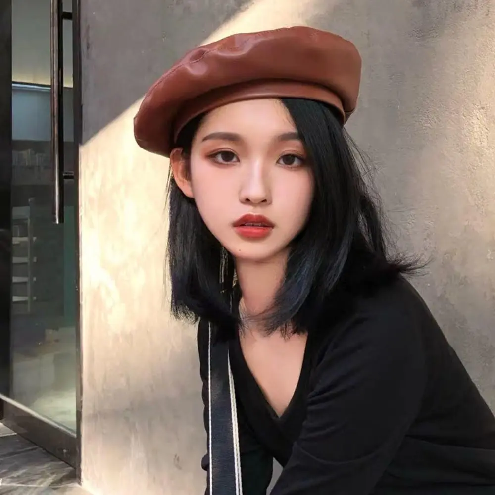 Ретро однотонная шляпа художника с плоским верхом в британском стиле корейский