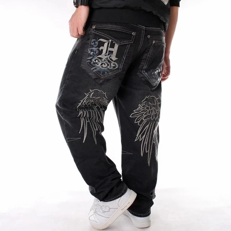 

Plus Size 2022 Full Length Pattern Printed Loose Hip Hop Jeans Men European American Style Brand Hip-hop Trend Denim Pants