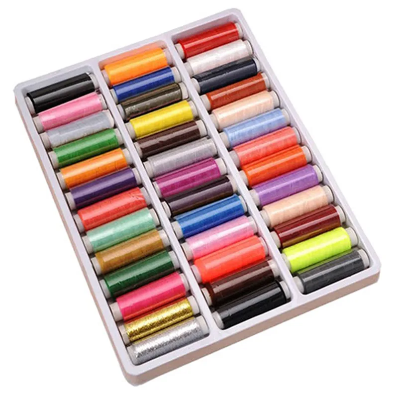

39Pcs Mixed Colors 100% Polyester Yarn Sewing Thread Roll Machine Hand Embroidery 200 Yard Each Spool For Home Sewing Kit