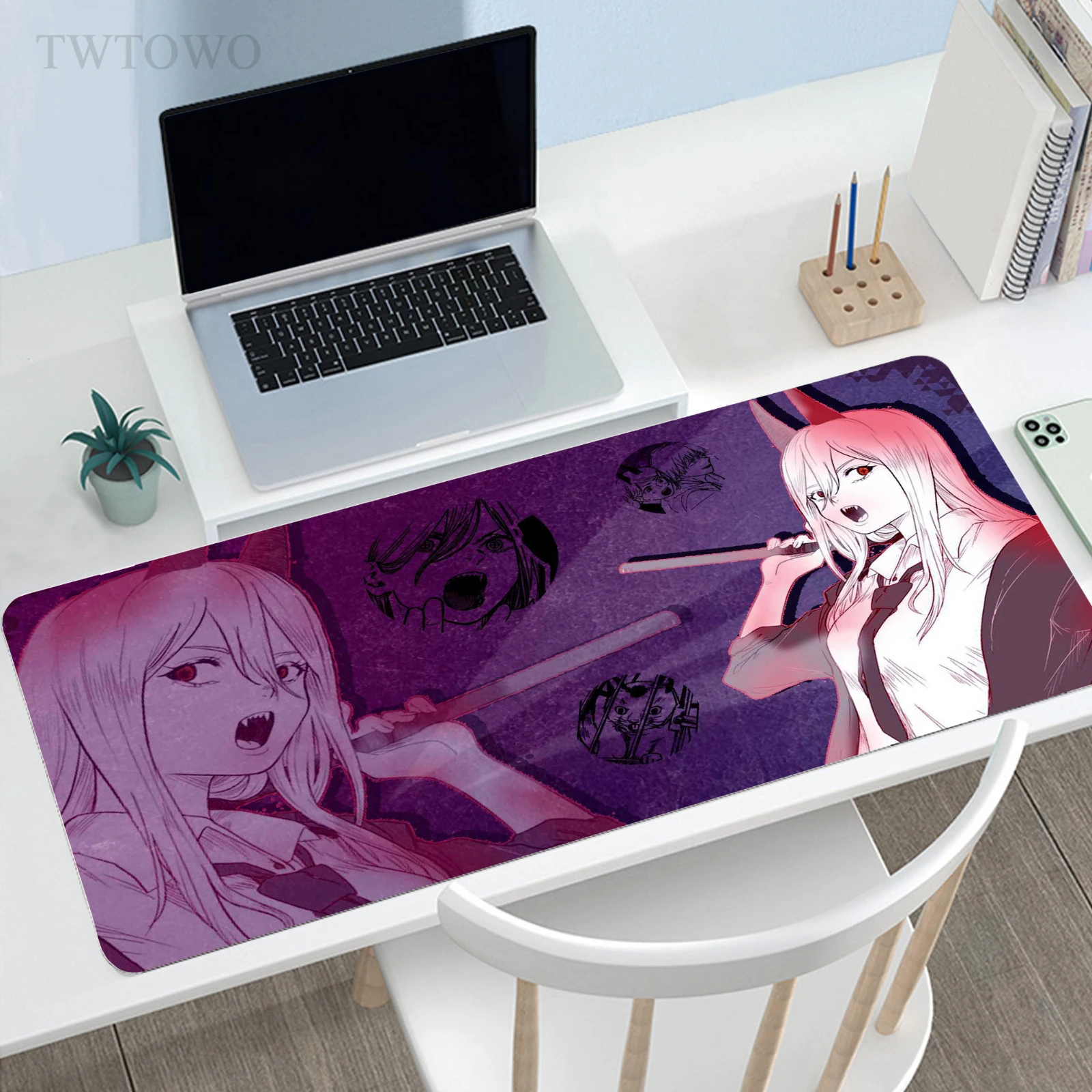 

Anime Chainsaw Man Mousepad Large Custom New HD Desk Mats Mouse Mat Office Laptop Soft Natural Rubber Carpet Mouse Mat Table Mat