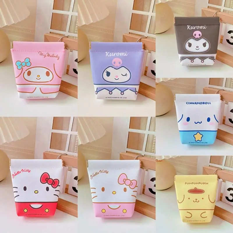 

Kawaii Kuromi Hello Kitty My Melody Anime Cartoon Cute Magnetic Buckle Portable Storage Bag Key Coin Purse Mini Wallet Gift