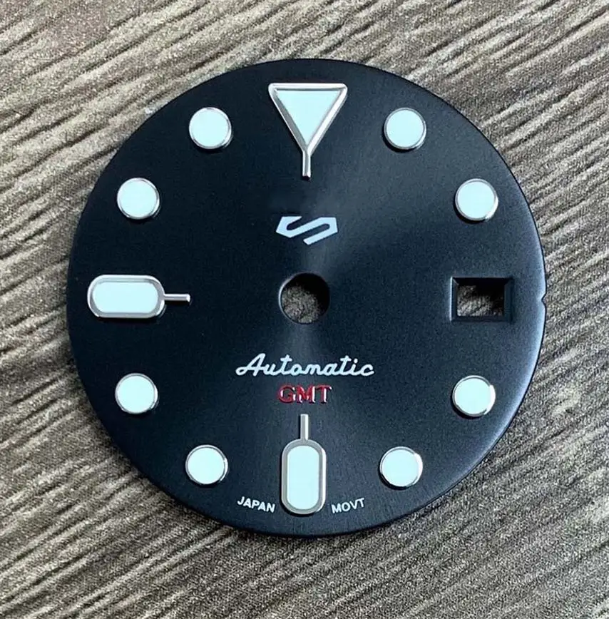 Watch Accessories 28.5MM Dial Green Luminous GMT Dial Sunburst Fits Japanese NH34 Movement