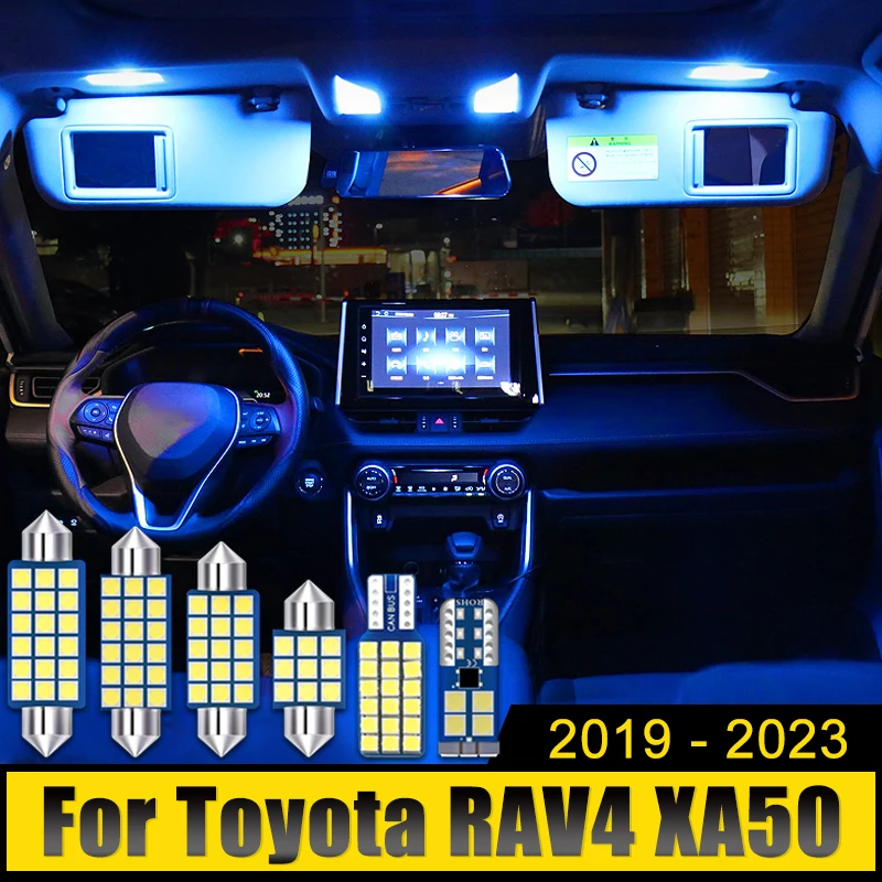 For Toyota RAV4 XA50 2019 2020 2021 2022 2023 RAV 4 Hybrid 6PCS 12V LED Car Interior Light Reading Bulbs Trunk Lamps Cab Lights