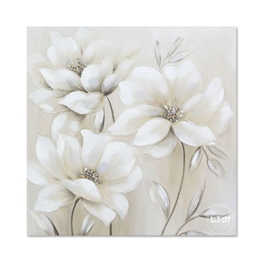 

Объемная картина, простое искусство, современные красивые белые цветы, искусство, абстрактная ручная роспись, холст, толстая картина