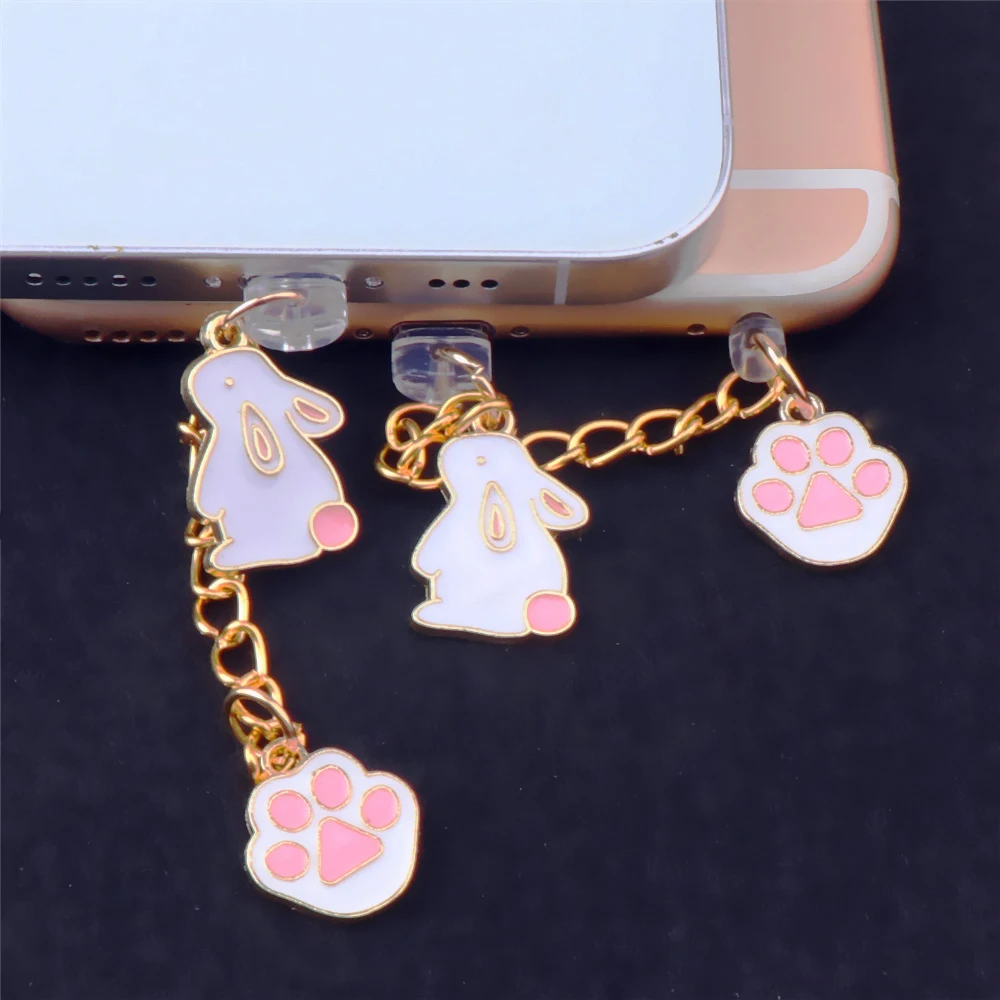 

Rabbit Cute Dust Plug Charm Kawaii Anime Charge Port Plug For iPhone Dust Protection Usb Type C Stopper Phone Accessories