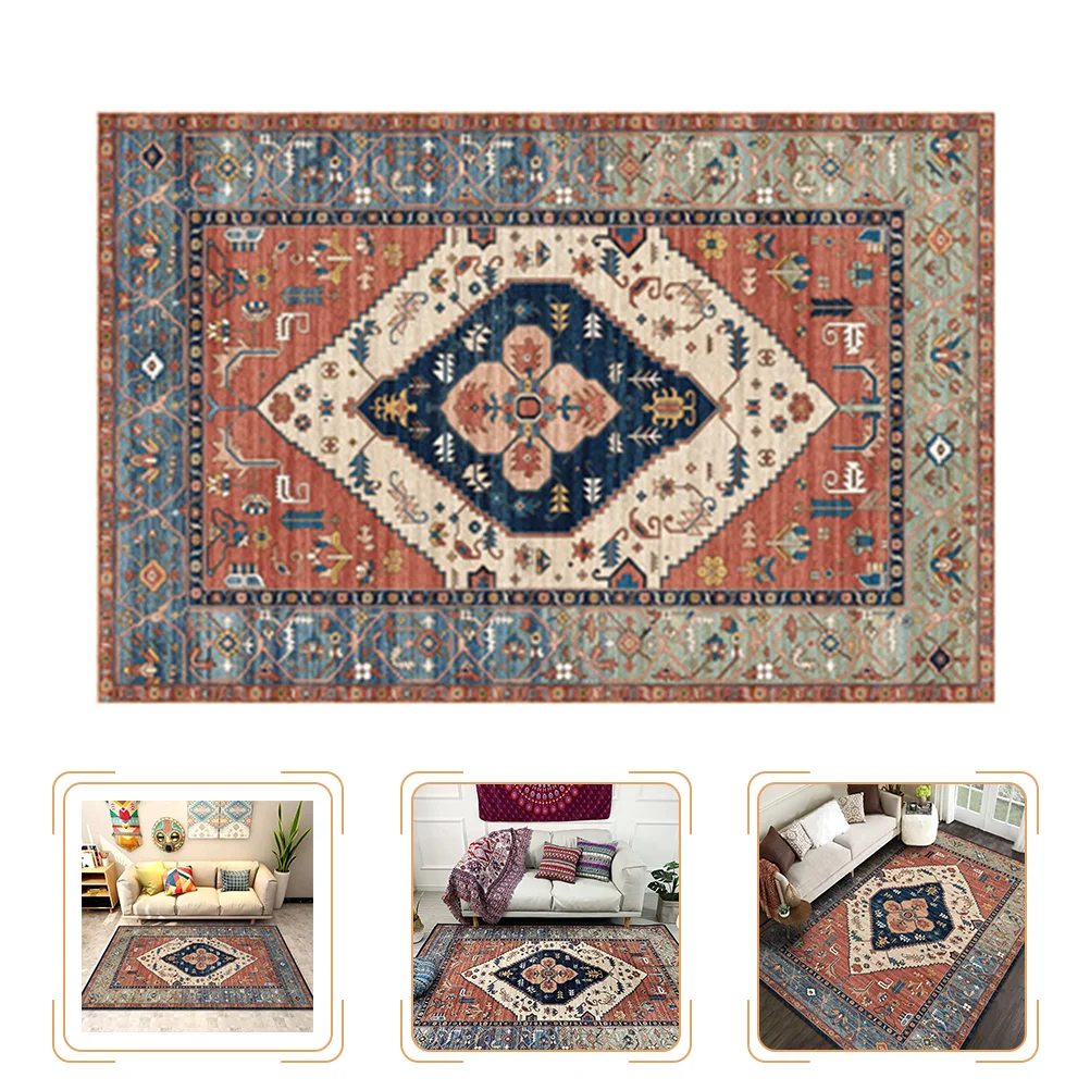 

Household Polyester Carpet Decorative Retro Style Carpet Home Floor Mat Decor
