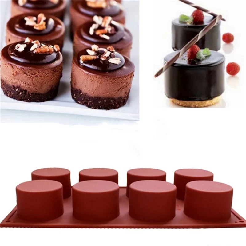 

8 Cavity Round Silicone Cake Mold Chocolate Covered Oreo Cookie Mould Pastry Baking For Jelly Pudding Soap Cheesecake Bath Bomb