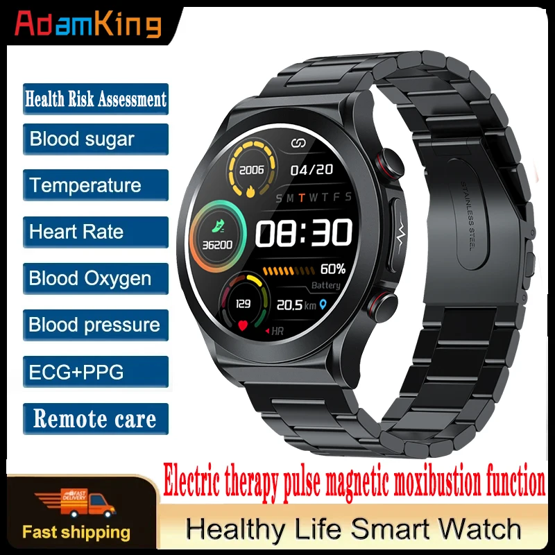 

Smart Watches Heart Rate Blood Sugar Pulse Therapy Uric Acid Lipid ECG Health Monitoring Wireless Charging Sports Smartwatch Men