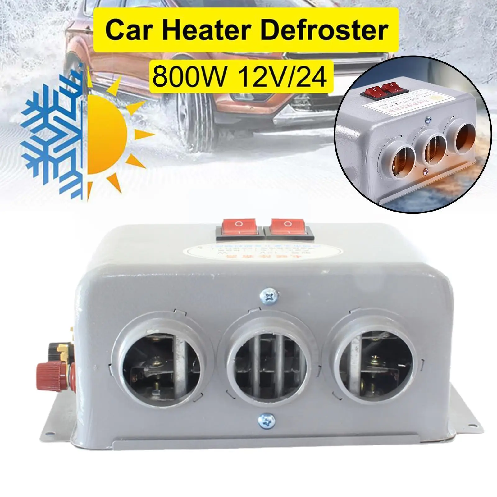 

12V 24V 800W Car Heater Electric Cooling Heating Fan Defroster Boat Electric Trucks Dryer Portable Defogging Windshield Dem U1G0