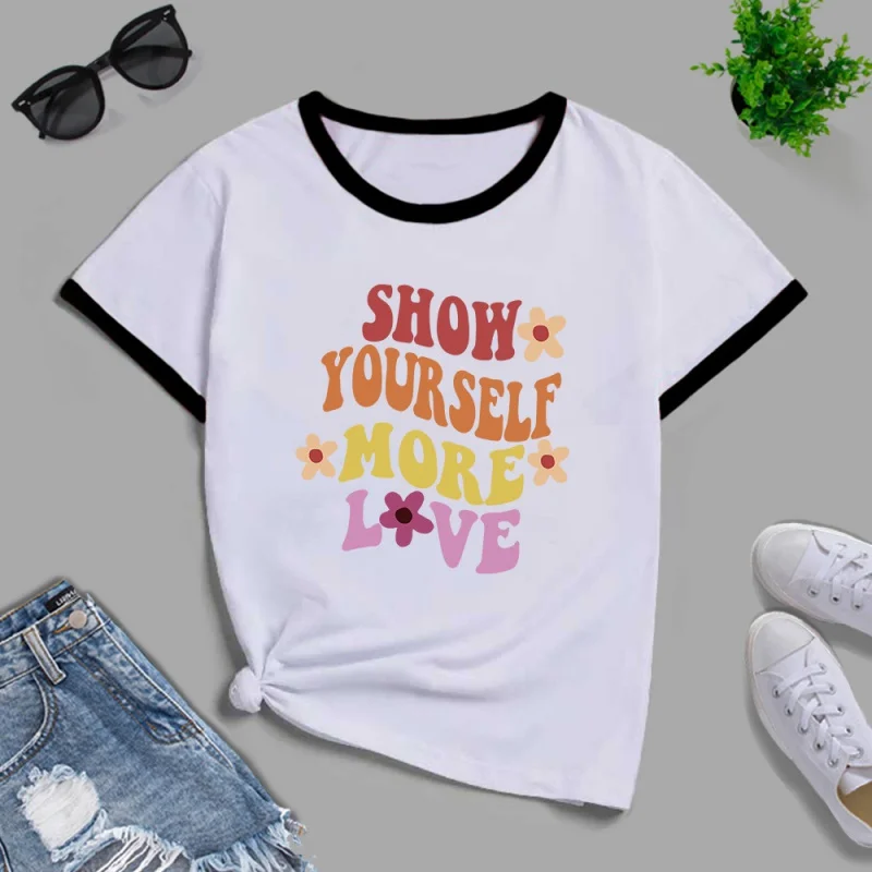 

Letter Pattern Women's Cotton Round Neck Short Sleeve Tee Casual Loose Plus Size Women's Tops Free Shipping