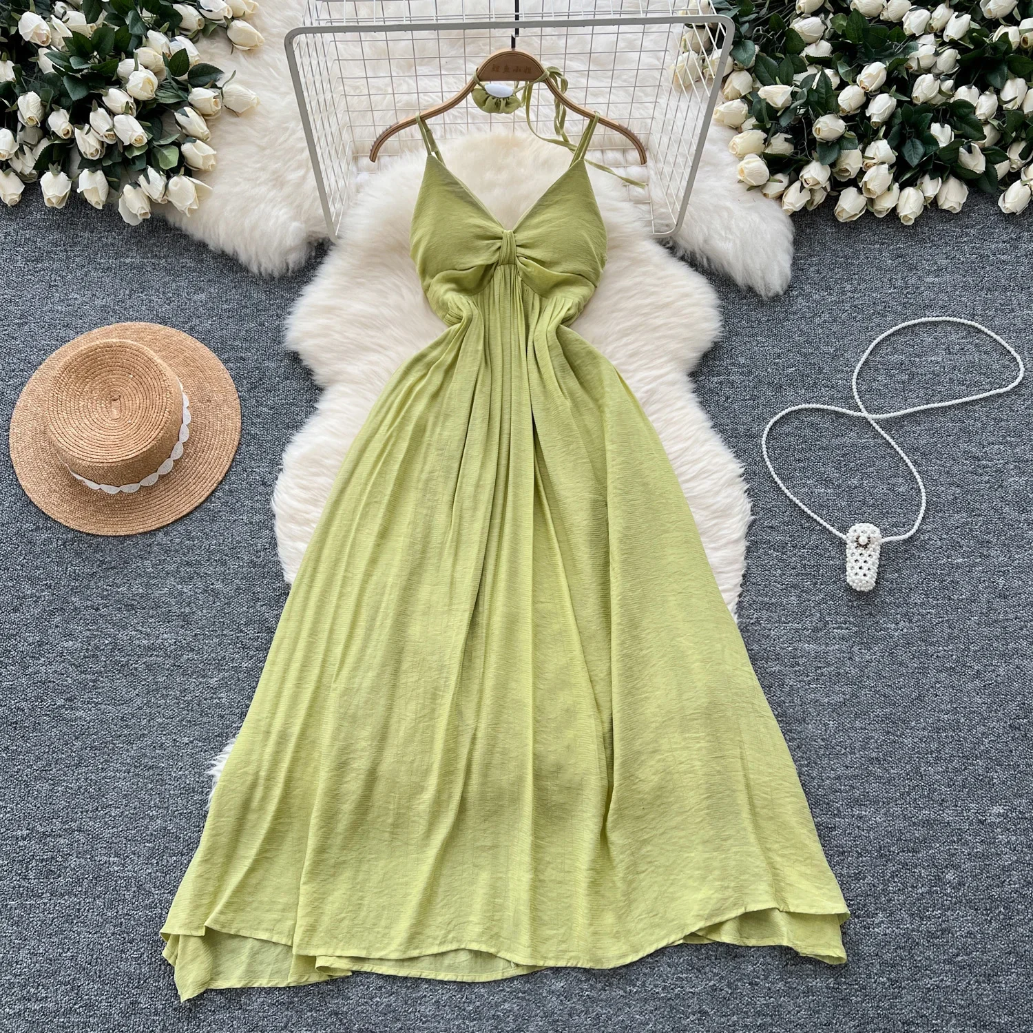 Женское винтажное платье с V-образным вырезом, без рукавов | AliExpress