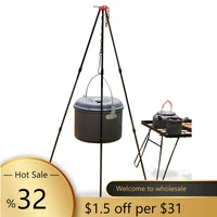 1pc camping tripod for fire hanging pot campfire cookware pot chain hook picnic grill collapsible cooking tripod outdoor stove