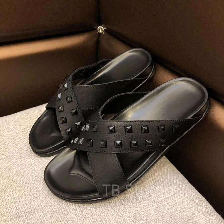 

Мужские дышащие шлепанцы, Повседневная Уличная обувь с заклепками, лето 2023