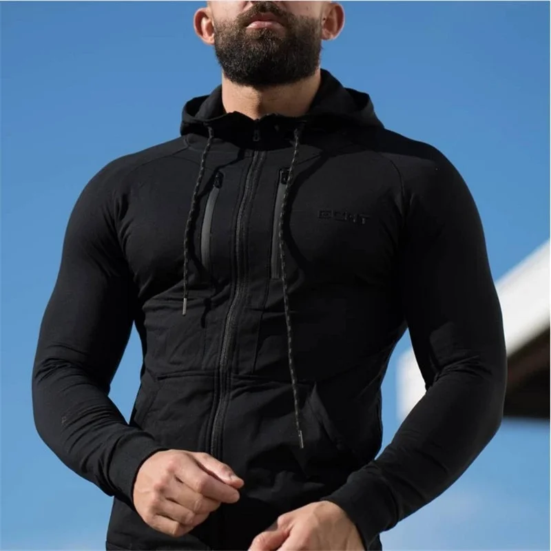 

Men Brand Hoodies Gym Sport Running Training Fitness bodybuilding Sweatshirt Outdoor Sportswear Male Hooded Jacket Hoodies