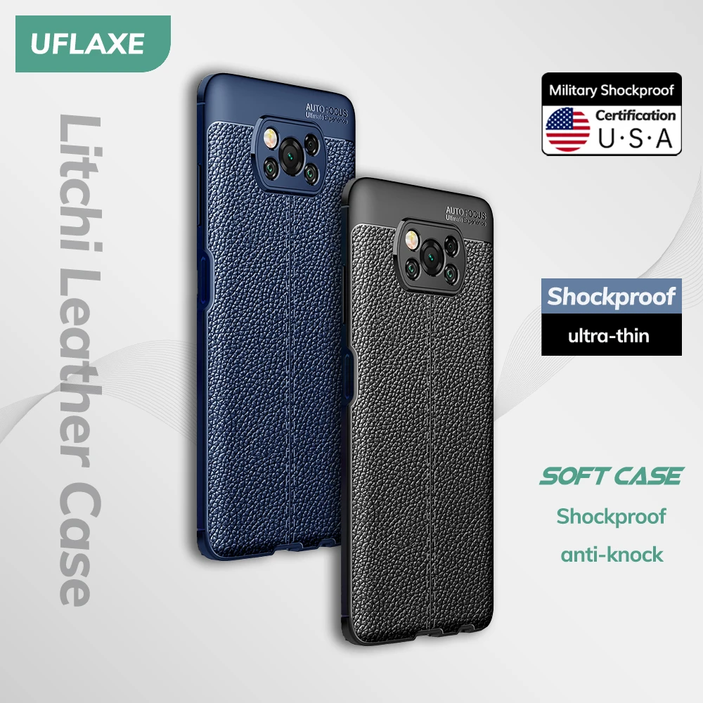 UFLAXE Original Shockproof Case for Xiaomi Poco X3 Pro NFC Poco X3 GT Poco F3 F2 Pro Soft Silicone Back Cover TPU Leather Casing
