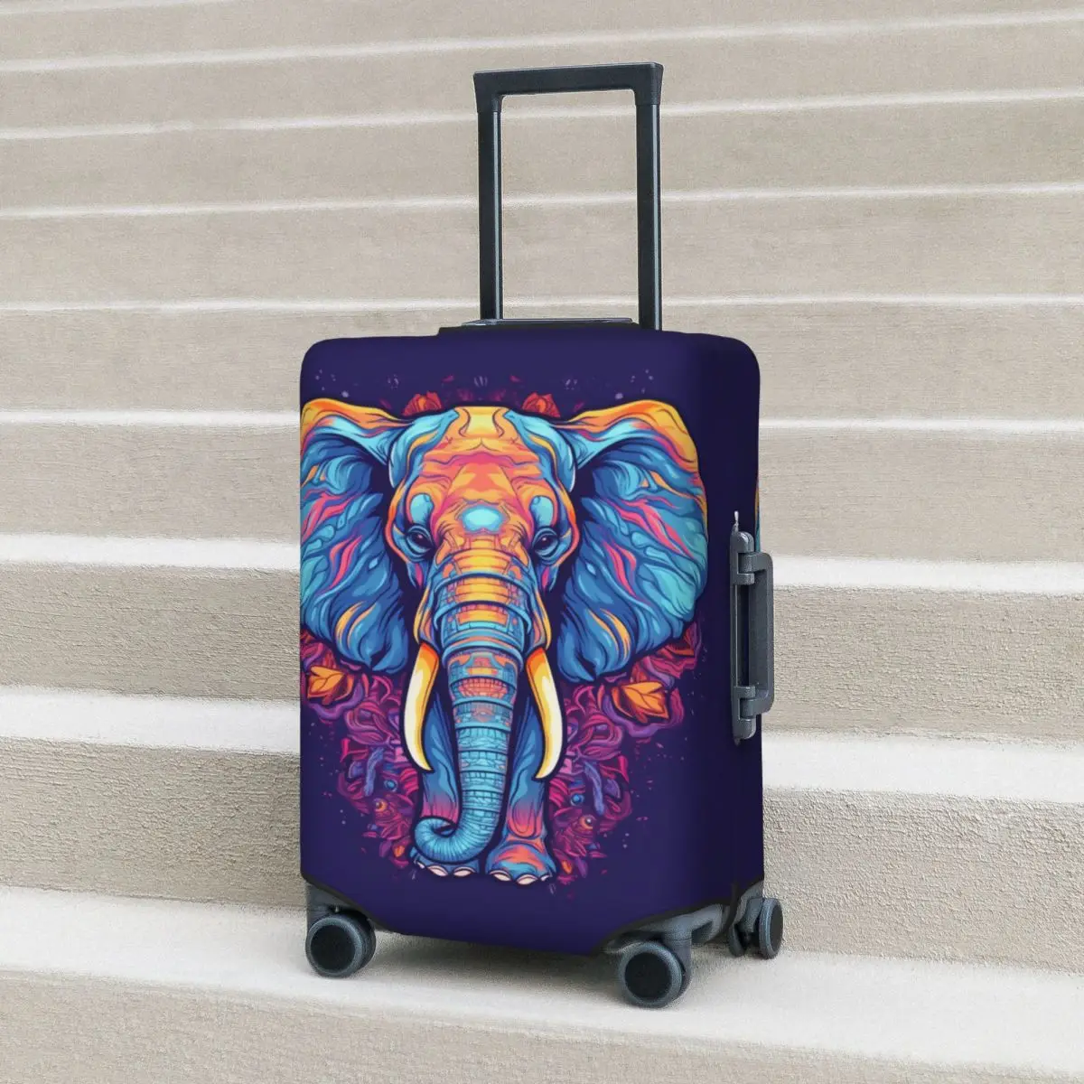 

Elephant Suitcase Cover Hand Drawn Vintage Useful Business Protector Luggage Supplies Holiday