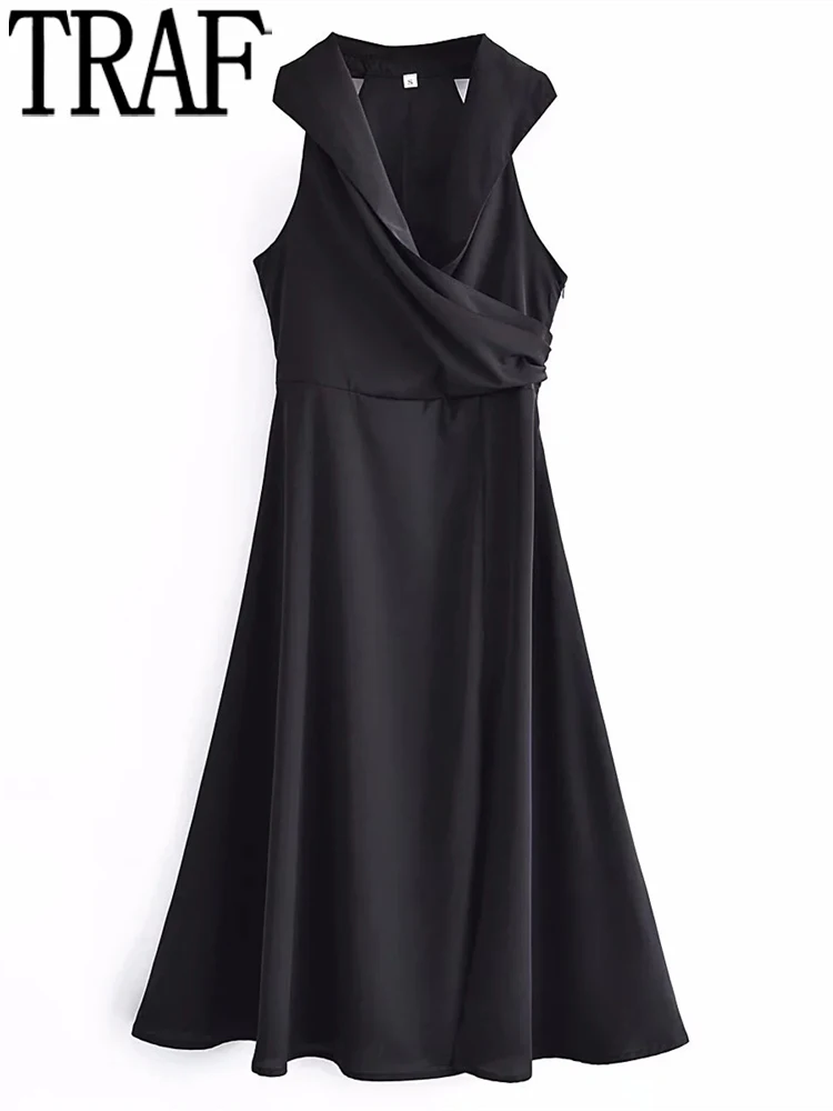 

Платье-миди черное с открытыми плечами, без рукавов