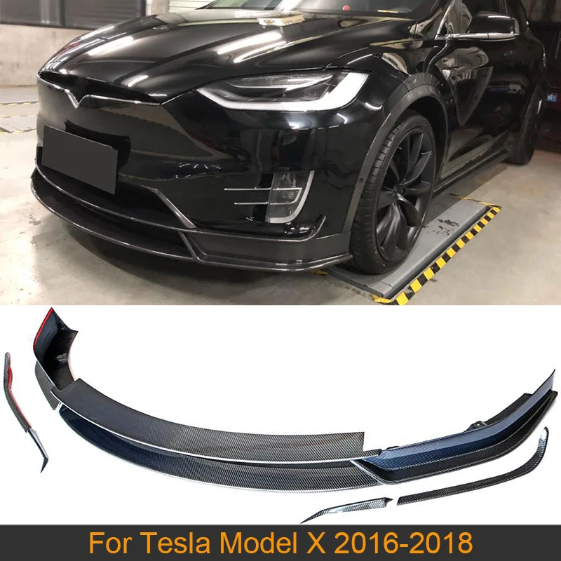 

Передний бампер из углеродного волокна, спойлер для переднего бампера Tesla Model X 2016-2018, автомобильный передний бампер, спойлер, разветвители, з...