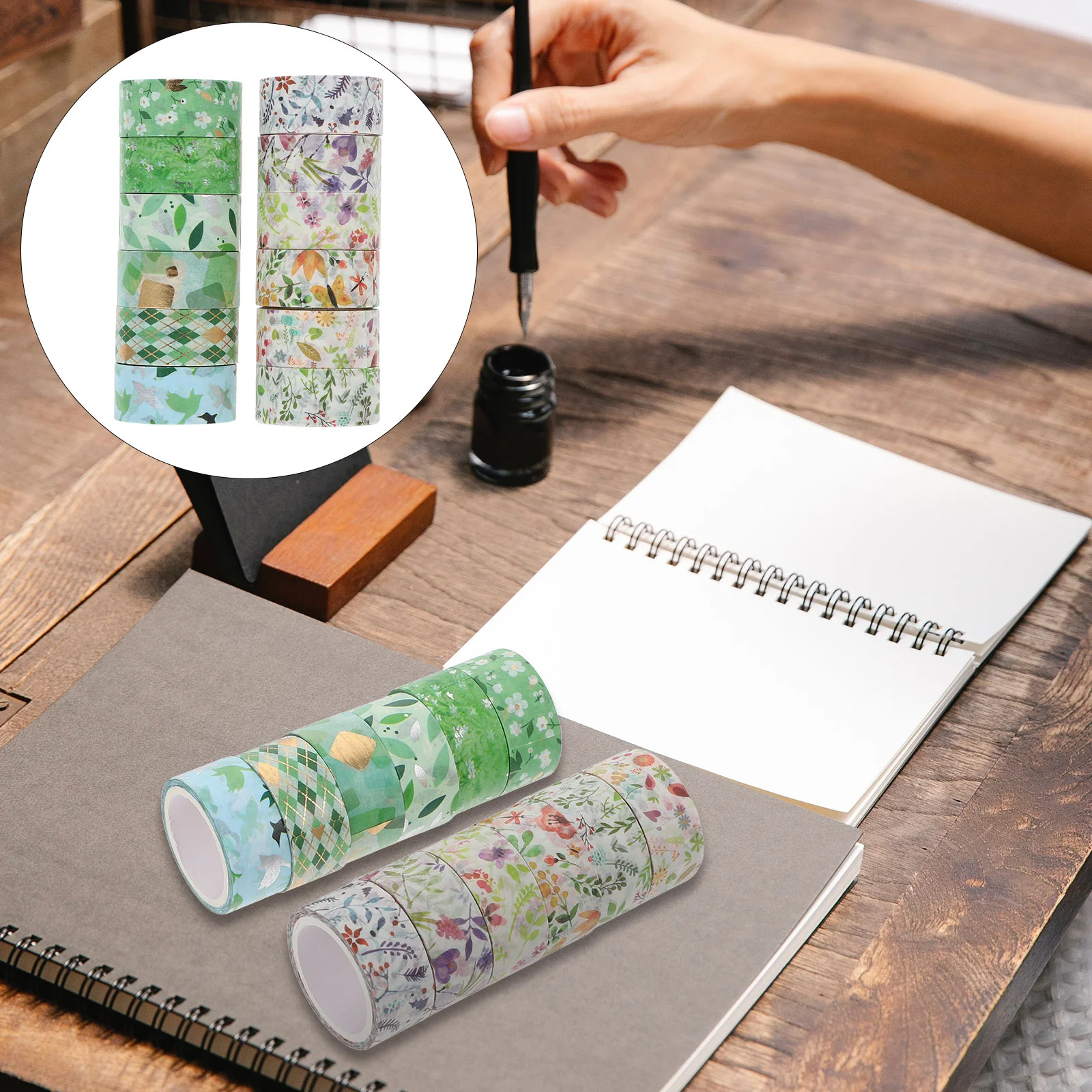 

12 Portable Planner Washi Tapes Self-adhesive Washi Tapes for Men Kids