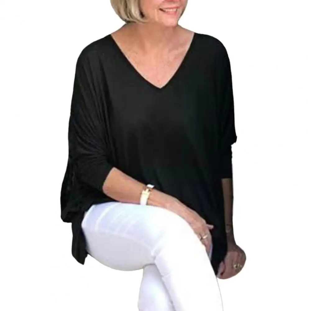 

Thin Chic Solid Color Lady Fashion Shirt Top Soft Texture Pullover Top Fine Sewing Crafts Female Clothing