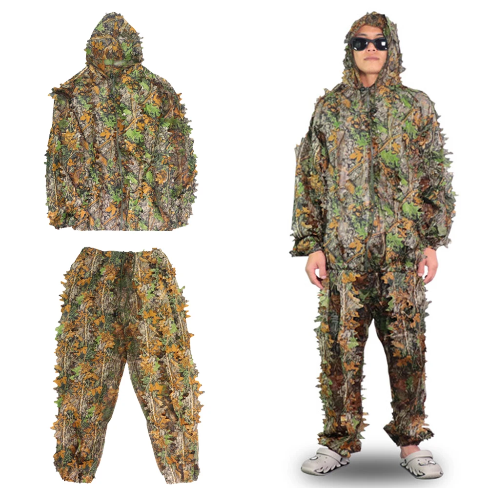 

Костюм Ghillie, камуфляжный охотничий костюм с объемными листьями, костюм для молодых девушек, камуфляжный костюм для охоты в джунглях, стрельб...