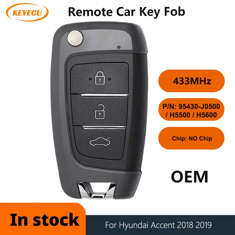 

KEYECU OEM Original For Hyundai Accent 2018 2019 Smart Remote 95430-J0500 95430-H5500 95430-H5600 433MHz Control Key Fob