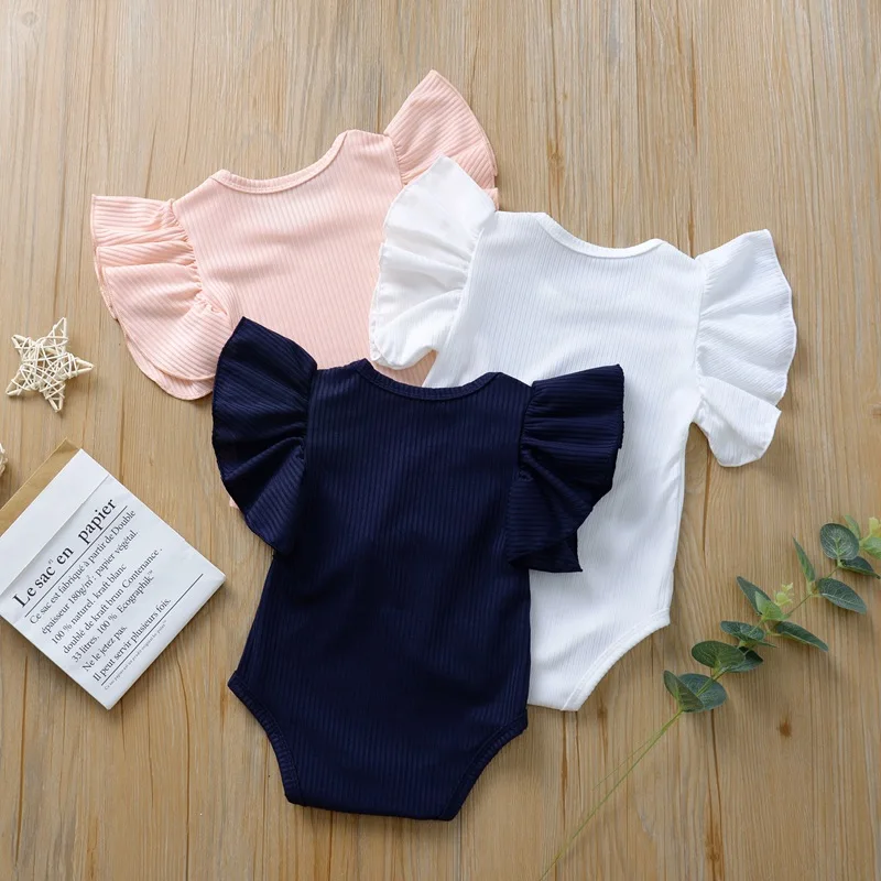 

2023 Summer New Lace Sleeve Romper For Baby Girls NewBorn Indoor Bodysuits Spring Outdoor Clothes 0 to 12 Months Free Shipping