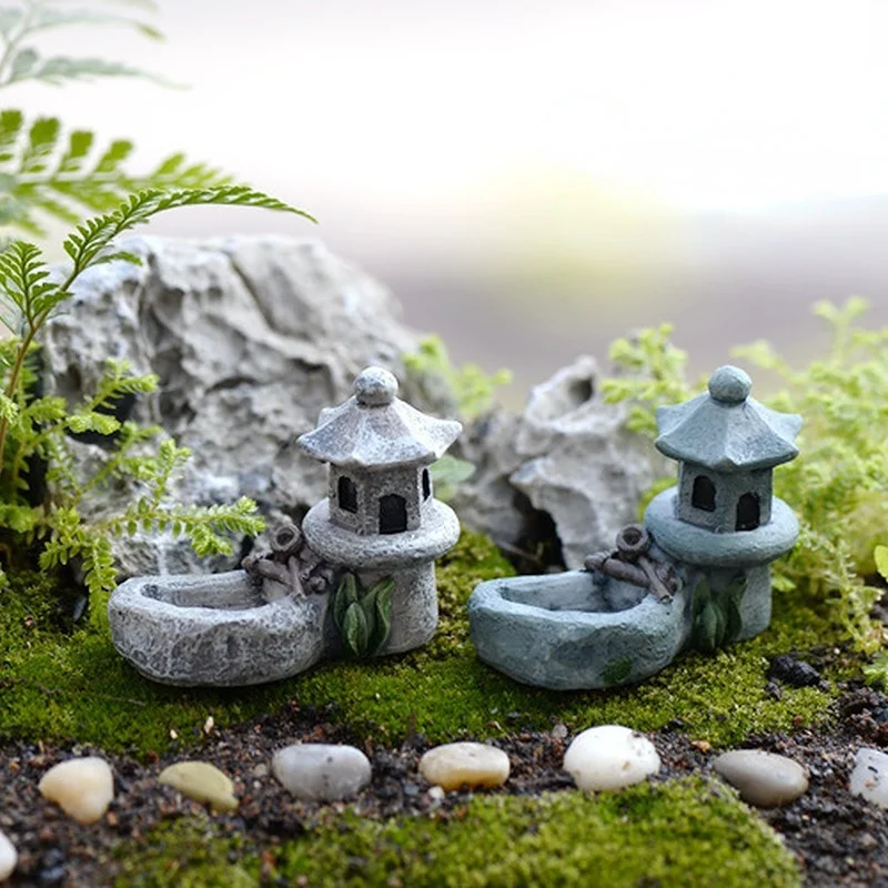 

Moss Micro Landscape Ornament Pool Tower House Micro Landscape Home Decoration Miniature Garden Ornament Decoration Accessories