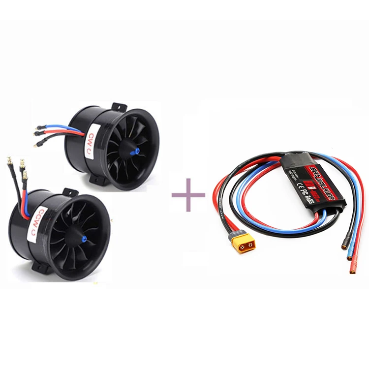 

Power-fun CW CCW EDF 70mmPro CW 12 Blades ducted fan with RC Brushless Motor 2800KV/4S and ESC 80A Balanced for RC Jet plane