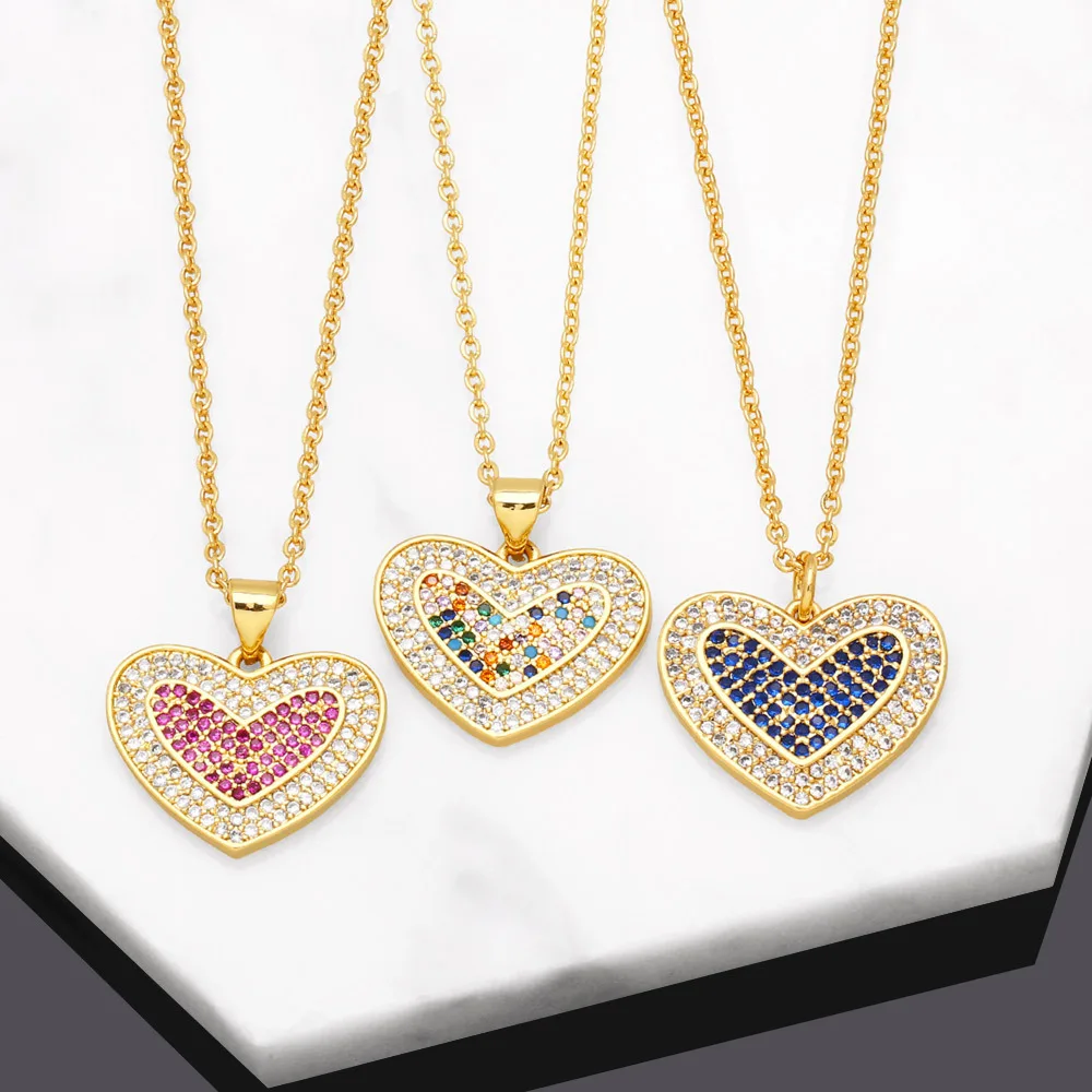 

Andralyn Love necklace women's fashion simple full diamond heart-shaped pendant peach heart clavicle chain wholesale
