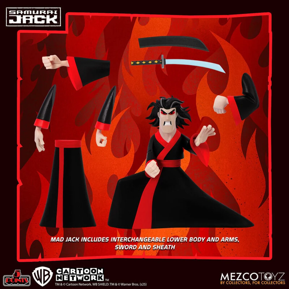 Фото Фигурка Mezco Toyz 5 Points Samurai Jack/Mad Jack/Aku, 3,75 дюйма, коллекционная модель, гаражный набор (не костюм) №3