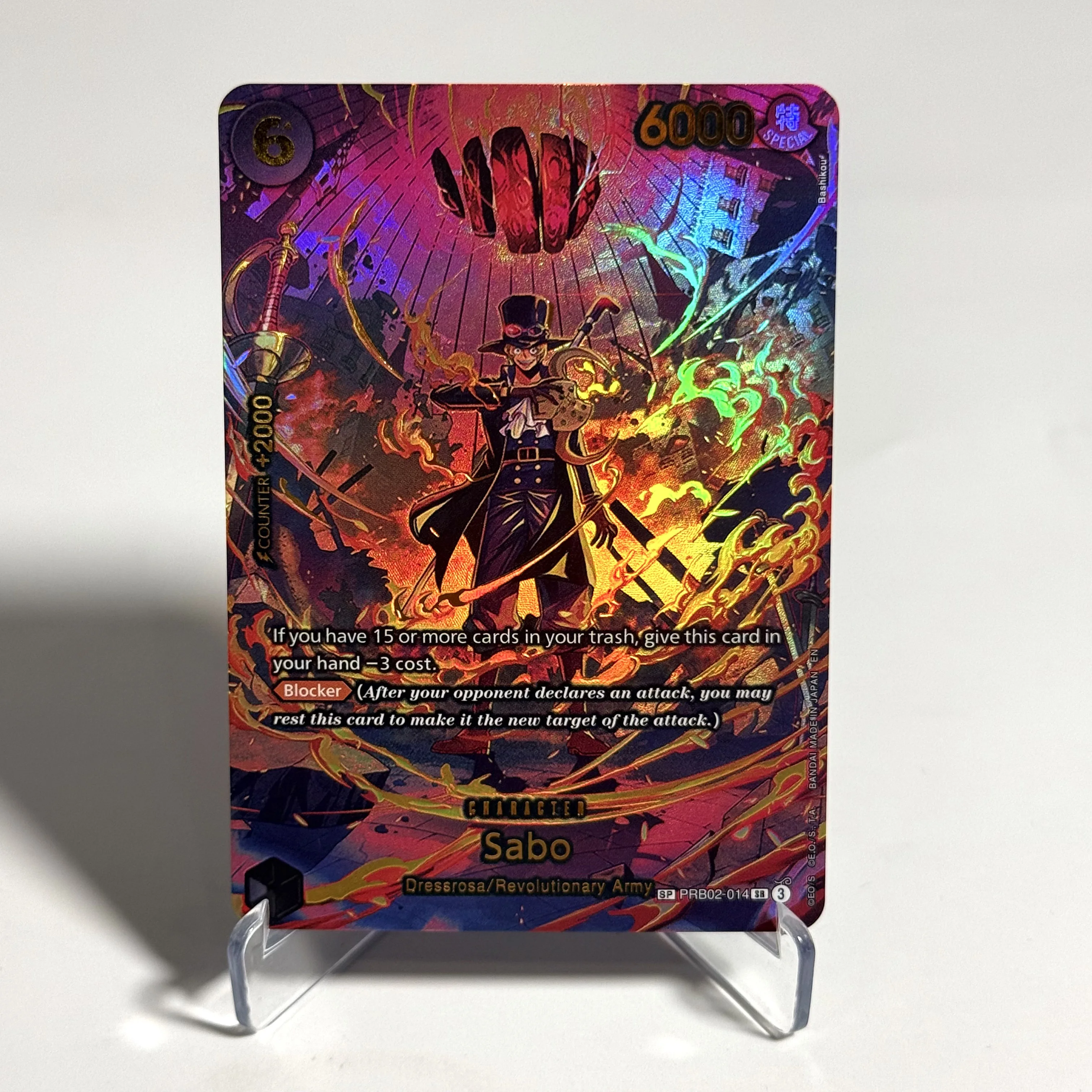 Фото Коллекционные карточки One Piece TCG: черные карточки персонажей SR (Кузан, Сабо, Коала, Калифа, Перона, Лабун), английская реплика, прокси-карта, подарок, игрушка. №5