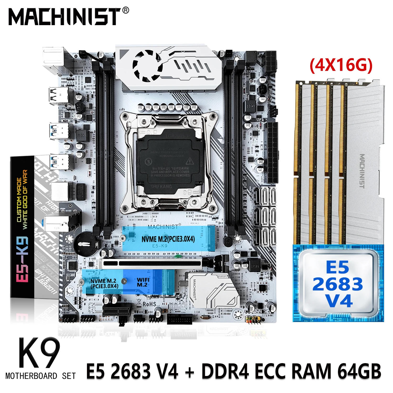 Xeon E5 2683 V4 Cpu 64gb(4*16g) Ddr4 Ecc Ram Memory Lga 2011-3 Nvme M.2 Sata 3.0 Atx