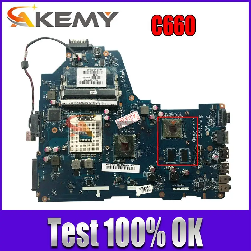 

K000114920 PWWAA LA-6847P for Toshiba Satellite C660 Laptop Mainboard Motherboard hm55 s988a w/ video card Free CPU