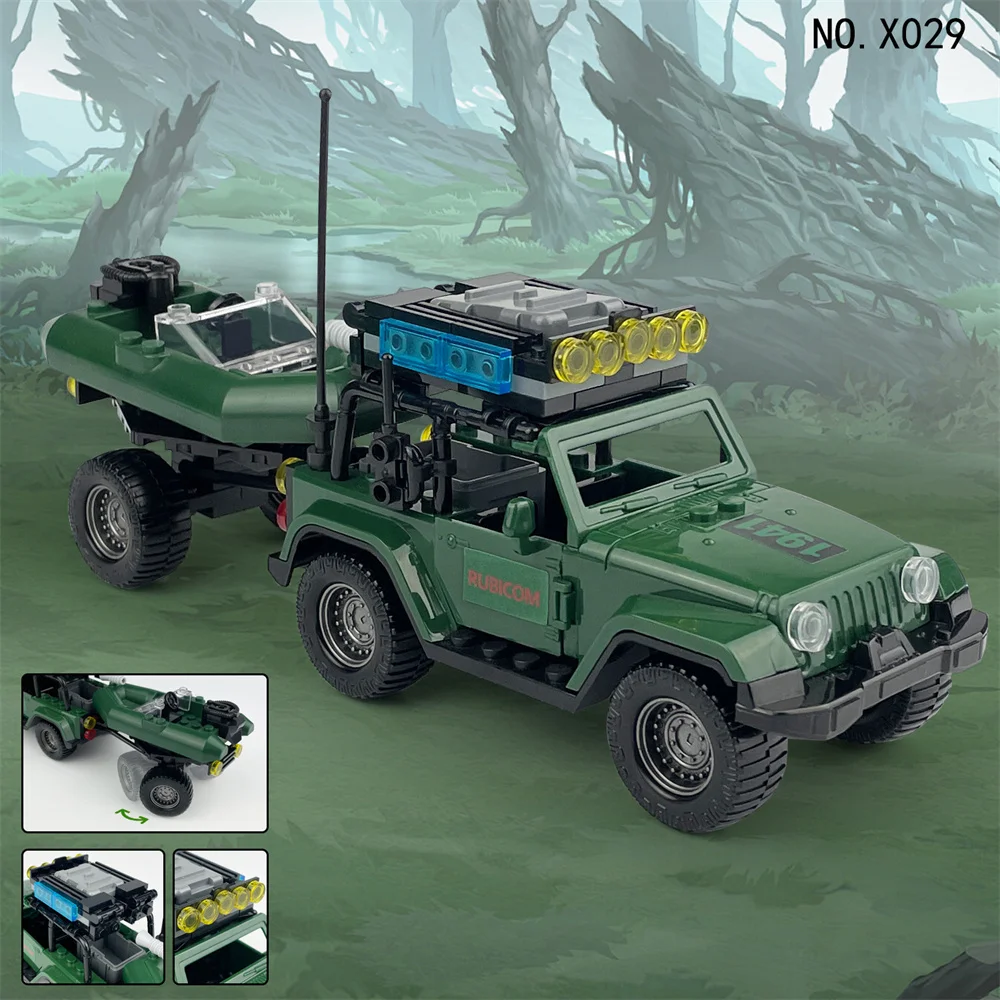 Вторая мировая война армированный автомобиль прицеп модель MOC DIY строительные