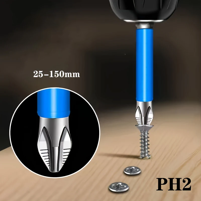 

7Pcs/Set Electric Screwdriver Bit Set Strong Magnetic Batch Head Cross Hardness Drill Screw Bits 25 50 65 70 90 127 150mm Impact