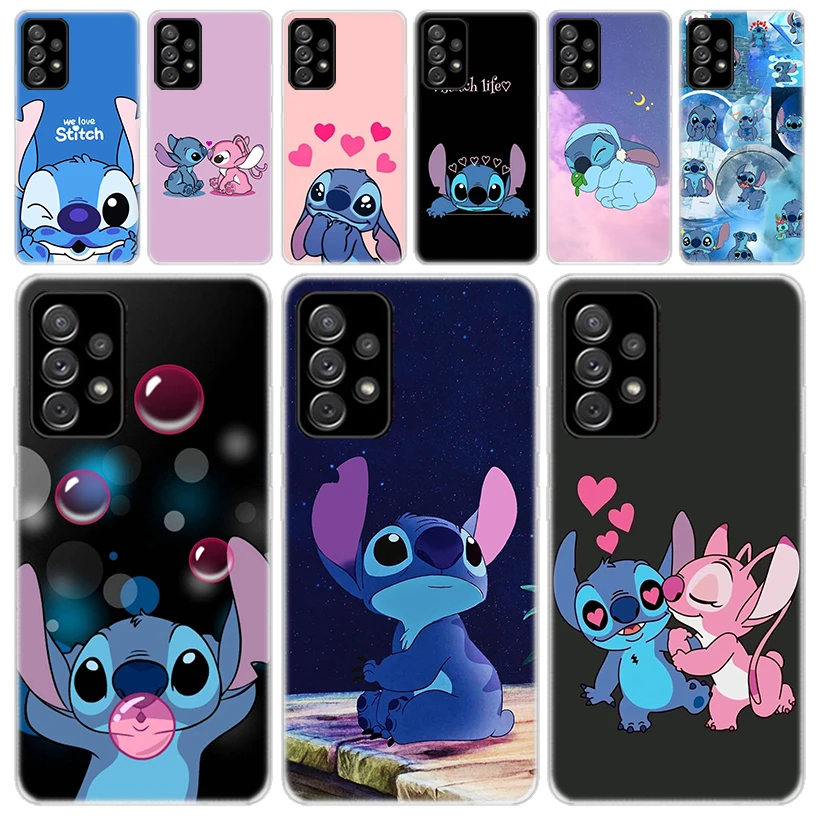 

Cartoon Cute S-Stitch Transparent Soft Phone Case for Samsung A53 A52 A13 A12 A23 A22 A33 A32 A03S A02S A14 A04S A73 A72 Cover